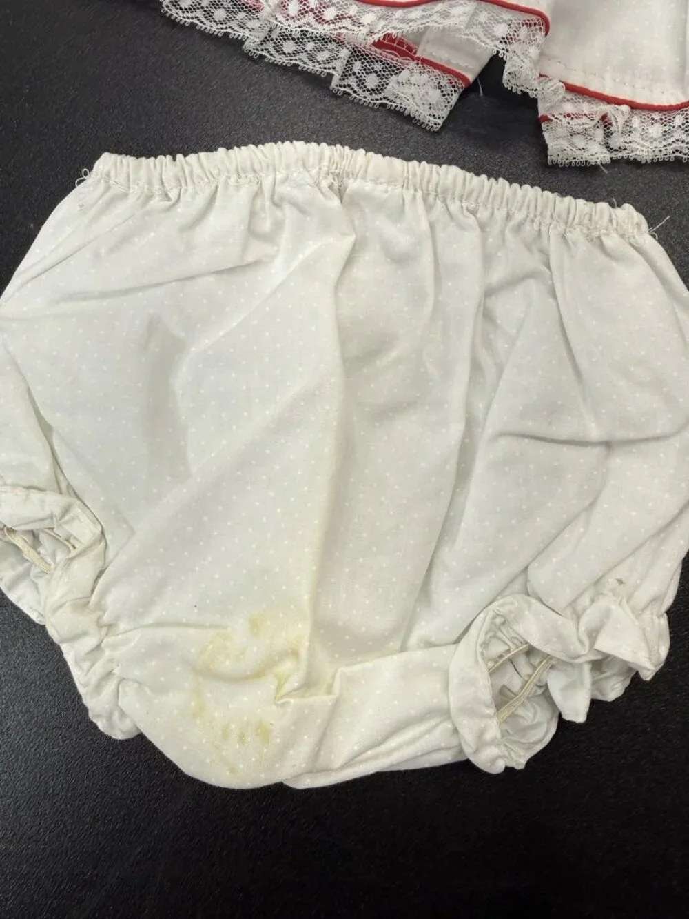 Vintage Lot Of 2 Baby Doll Dresses And Diaper Covers Bonnet Gloves Purple